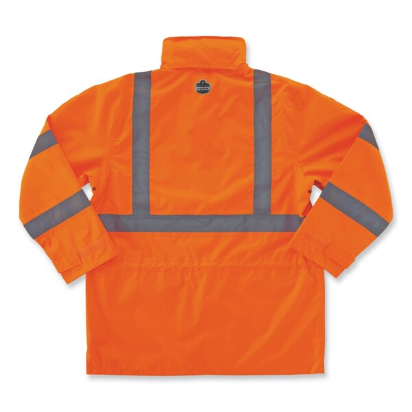 GloWear 8365 Class 3 Hi-Vis Rain Jacket, Polyester, 5X-Large, Orange